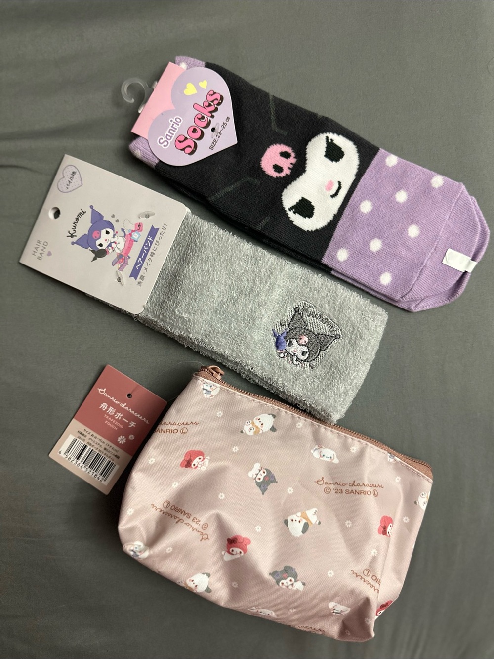 Sanrio Kuromi Sock, Hair Band and Pouch Set.